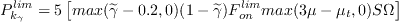 P_k^{lim} = 5\left[\text{max}(\widetilde{\gamma} - 0.2, 0)(1-\widetilde{\gamma})F_{on}^{lim}\text{max}(3\mu - \mu_t,0)S\Omega\right] 
