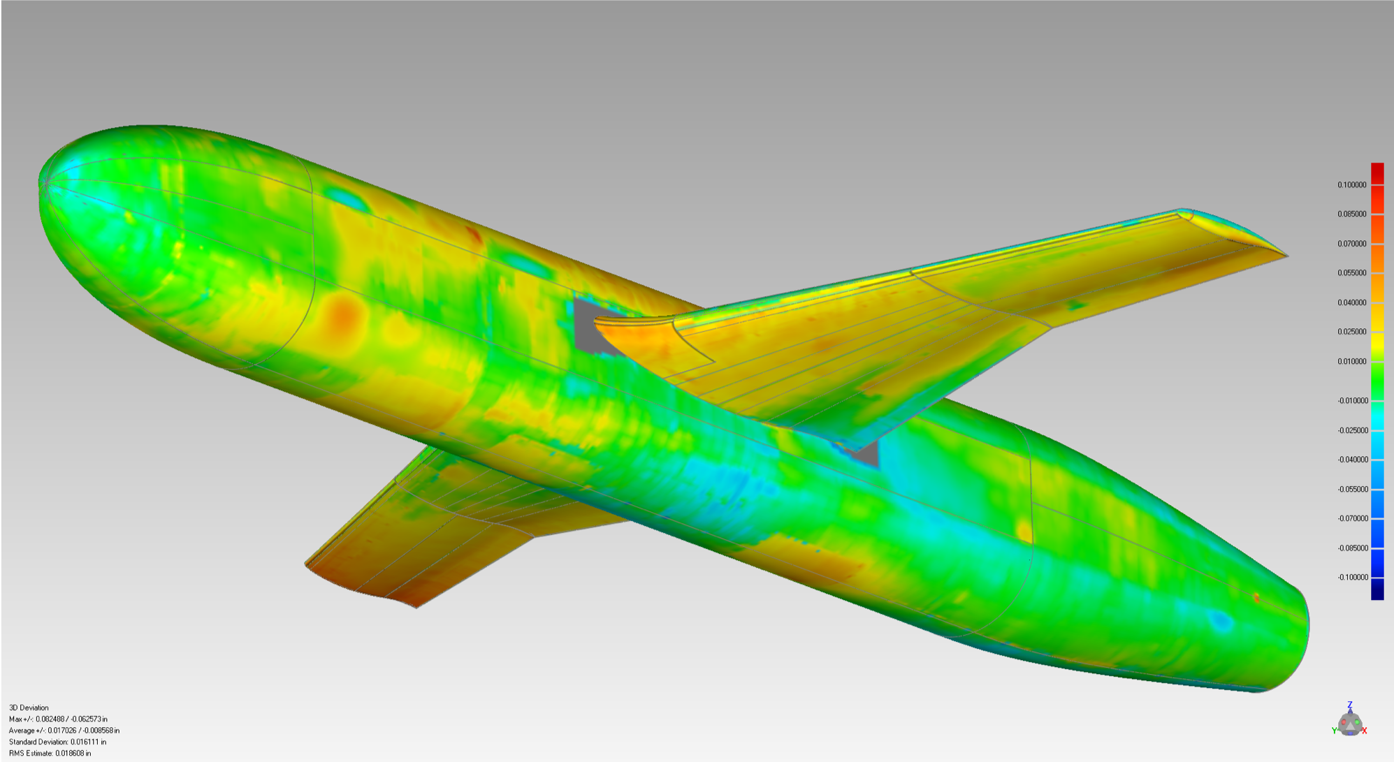 differences between 2018 scan points and as-designed model, lower left