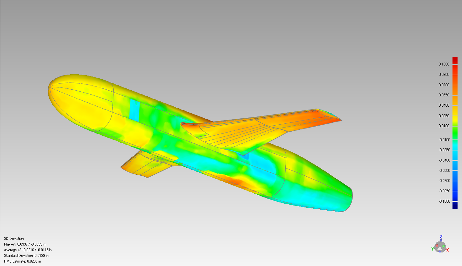 differences between 2020 scan points and as-designed model, lower left