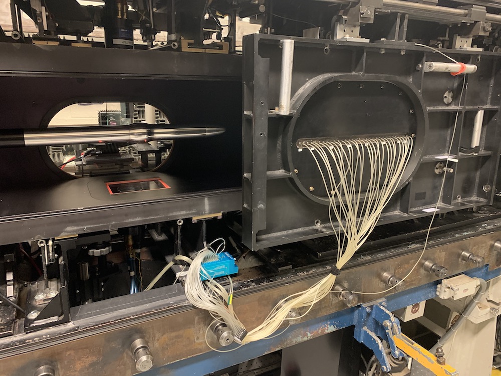 Photo 3 of the axisymmetric transonic hump model installed into Sandia’s Trisonic Wind Tunnel