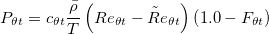 P_{\theta t} = c_{\theta t} \frac{\bar{\rho}}{T} \left( Re_{\theta t} - \tilde Re_{\theta t} \right) \left( 1.0 - F_{\theta t} \right)