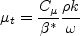 \mu_t = \frac{C_{\mu}}{\beta^*} \frac{\rho k}{\omega}