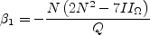 \beta_1 = - \frac{N \left( 2 N^2 - 7 II_{\Omega} \right)}{Q}