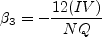 \beta_3 = - \frac{12 (IV)}{NQ}