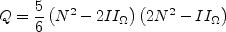 Q = \frac{5}{6} \left( N^2 - 2 II_{\Omega} \right) \left( 2 N^2 - II_{\Omega} \right)