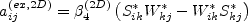 a_{ij}^{(ex,2D)} = \beta_4^{(2D)} \left( S_{ik}^*W_{kj}^* - W_{ik}^*S_{kj}^* \right)