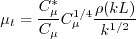 {\mu _t} = \frac{{C_\mu ^*}}{{{C_\mu }}}C_\mu ^{1/4}\frac{{\rho (kL)}}{{{k^{1/2}}}}