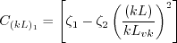 C_{(kL)_1} = \left[ \zeta_1 - \zeta_2 \left( \frac{(kL)}{k L_{vk}} \right)^2 \right]