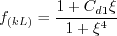 f_{(kL)} = \frac{1+C_{d1} \xi}{1 + \xi^4}