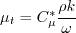 \mu_t = C_{\mu}^* \frac{\rho k}{\omega}