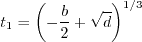 t_1 = \left( -\frac{b}{2} + \sqrt{d} \right)^{1/3}