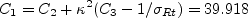 C_1 = C_2 + \kappa^2(C_3 - 1/\sigma_{Rt}) = 39.918