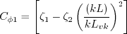 C_{\phi 1} = \left[ \zeta_1 - \zeta_2 \left( \frac{(kL)}{k L_{vk}} \right)^2 \right]