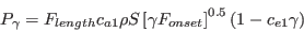  P_\gamma = F_{length} c_{a1} \rho S \left[ \gamma F_{onset} \right] ^{0.5} \left( 1 - c_{e1} \gamma \right)