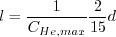 l = \frac{1}{C_{He,max}} \frac{2}{15} d