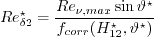 Re_{\delta 2}^{\star} = \frac{Re_{\nu,max} \sin
\vartheta^{\star}} {f_{corr} (H_{12}^{\star}, \vartheta^{\star})}