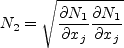 N_2 = \sqrt{ \frac{\partial N_1}{\partial x_j} \frac{\partial N_1}{\partial x_j} }