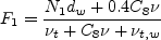 F_1 = \frac{N_1 d_w + 0.4 C_8 \nu}{\nu_t + C_8 \nu + \nu_{t,w}}