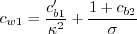 c_{w1} = \frac{c_{b1}'}{\kappa^2} + \frac{1+c_{b2}}{\sigma}
