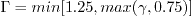 \Gamma = {\rm min}[1.25, {\rm max} (\gamma, 0.75)]