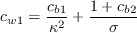 c_{w1} = \frac{c_{b1}}{\kappa^2} + \frac{1+c_{b2}}{\sigma}