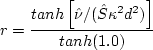 r = \frac{{\rm tanh} \left[ \tilde \nu/(\tilde S \kappa^2 d^2)\right]}{{\rm tanh}(1.0)}