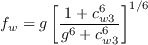 f_w = g \left[ \frac{1 + c_{w3}^6}{g^6 + c_{w3}^6} \right]^{1/6}
