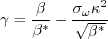 \gamma = \frac{\beta}{\beta^*} - \frac{\sigma_{\omega} \kappa^2}{\sqrt{\beta^*}}