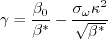 \gamma = \frac{\beta_0}{\beta^*} - \frac{\sigma_{\omega} \kappa^2}{\sqrt{\beta^*}}