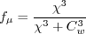 f_{\mu} = \frac{\chi^3}{\chi^3 + C_w^3}